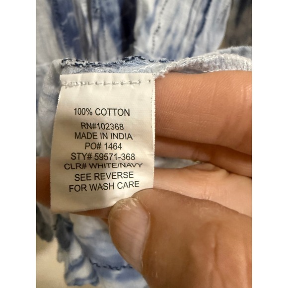 Spiaggia Dolce Womens Navy White Tie Dye Cotton Tiered Mini Dress Tassel Size M - Picture 9 of 12